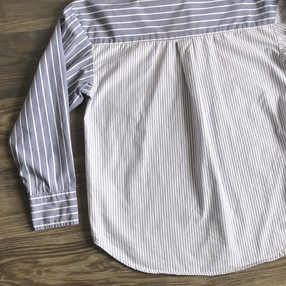 New Abercrombie and Fitch Womens Oversized Poplin Colorblock Shirt Stripe - Picture 10 of 15